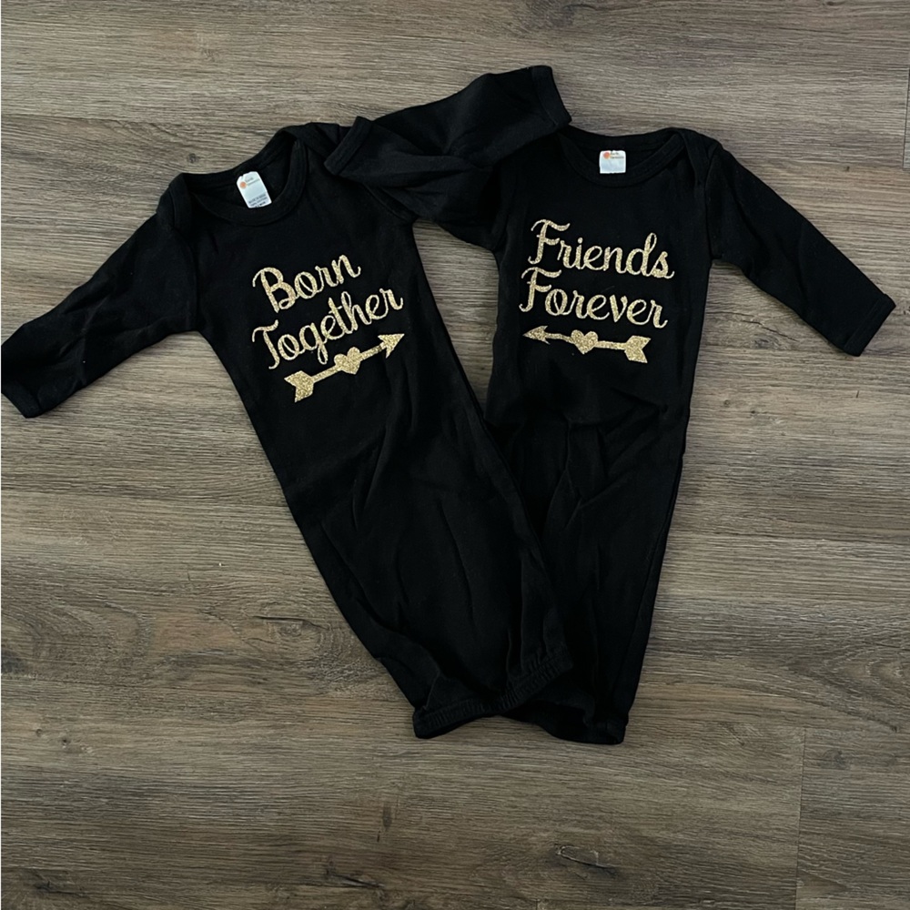 Born together friends forever matching set sleeper onesies